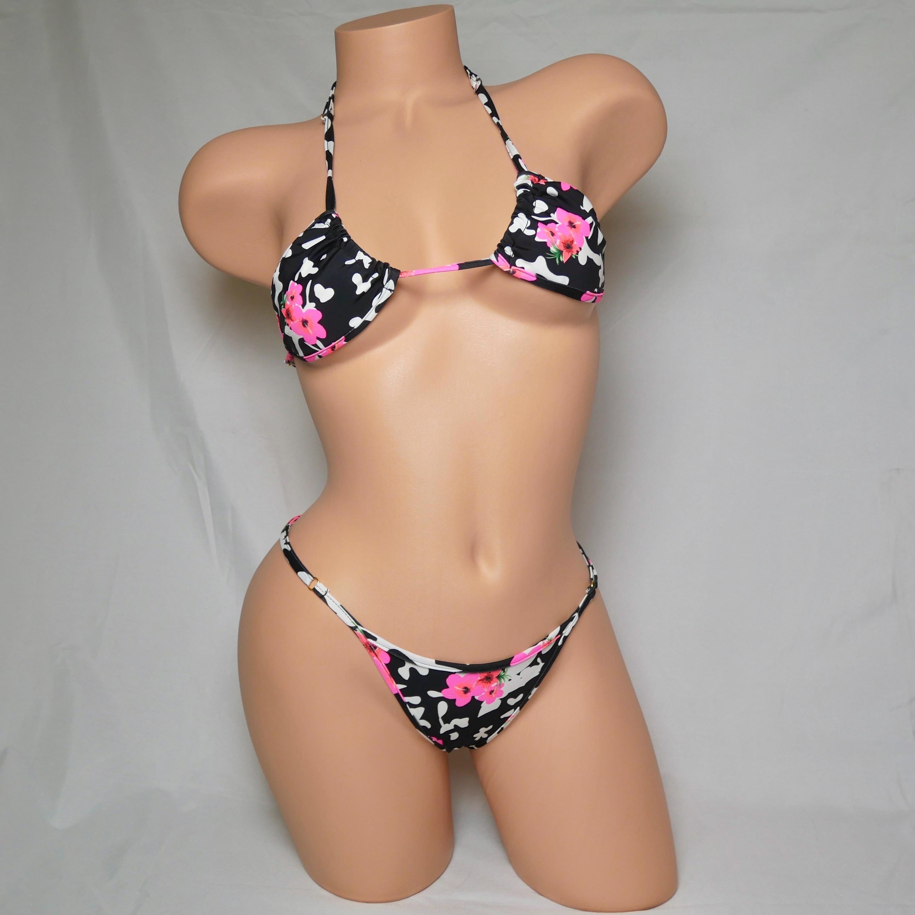 Hibiscus Pattern Triangle Adjustable Bikini