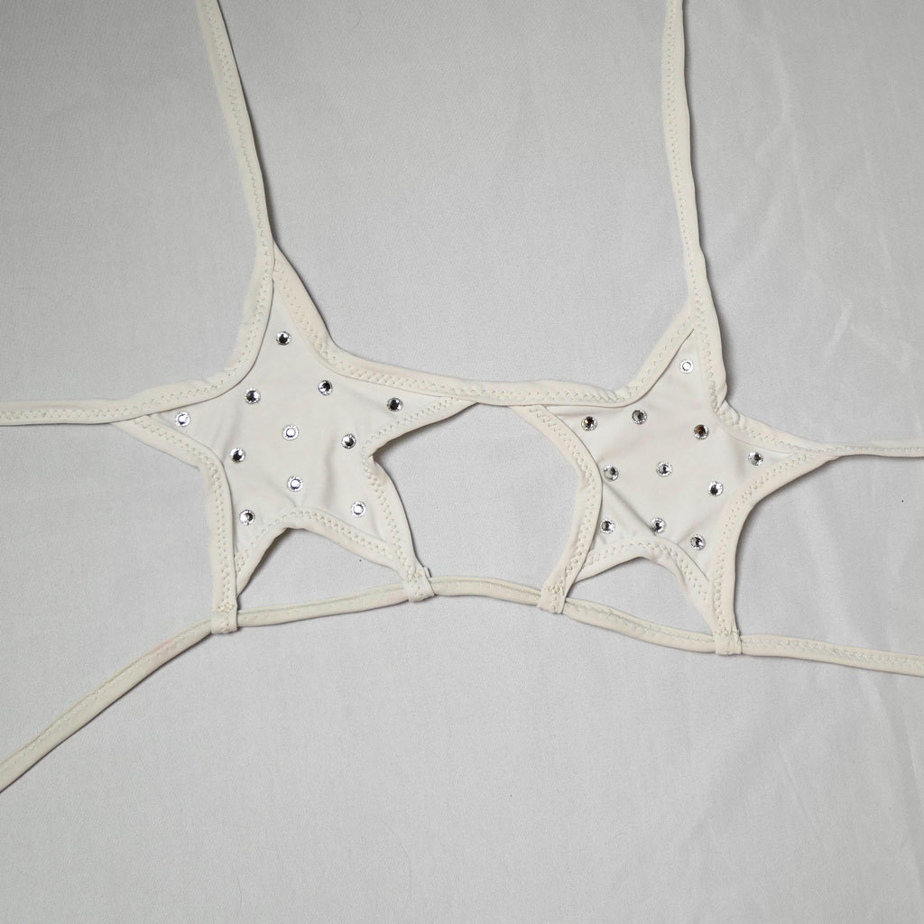 White Bedazzled Star Top