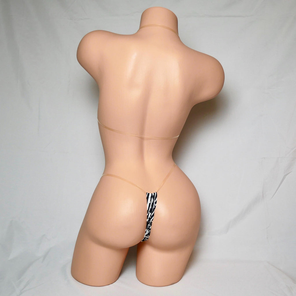 Zebra Print Invisible Strap Bedazzled Triangle Bikini