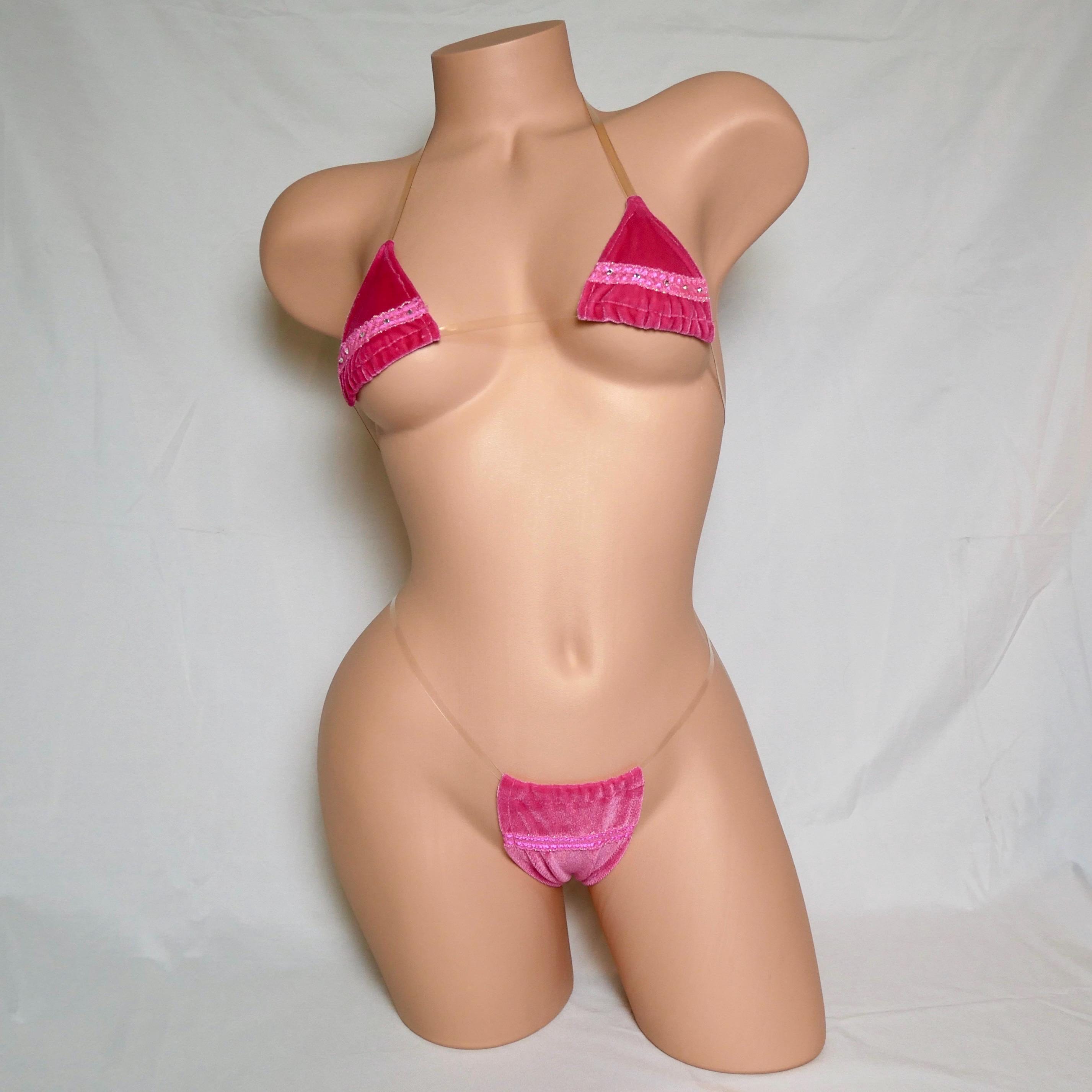 Hot Pink Invisible Strap Triangle Bikini