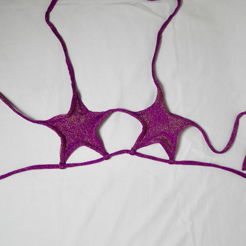 Purple Star Top and Slit Shorts Stripper/Bottlegirl Outfit