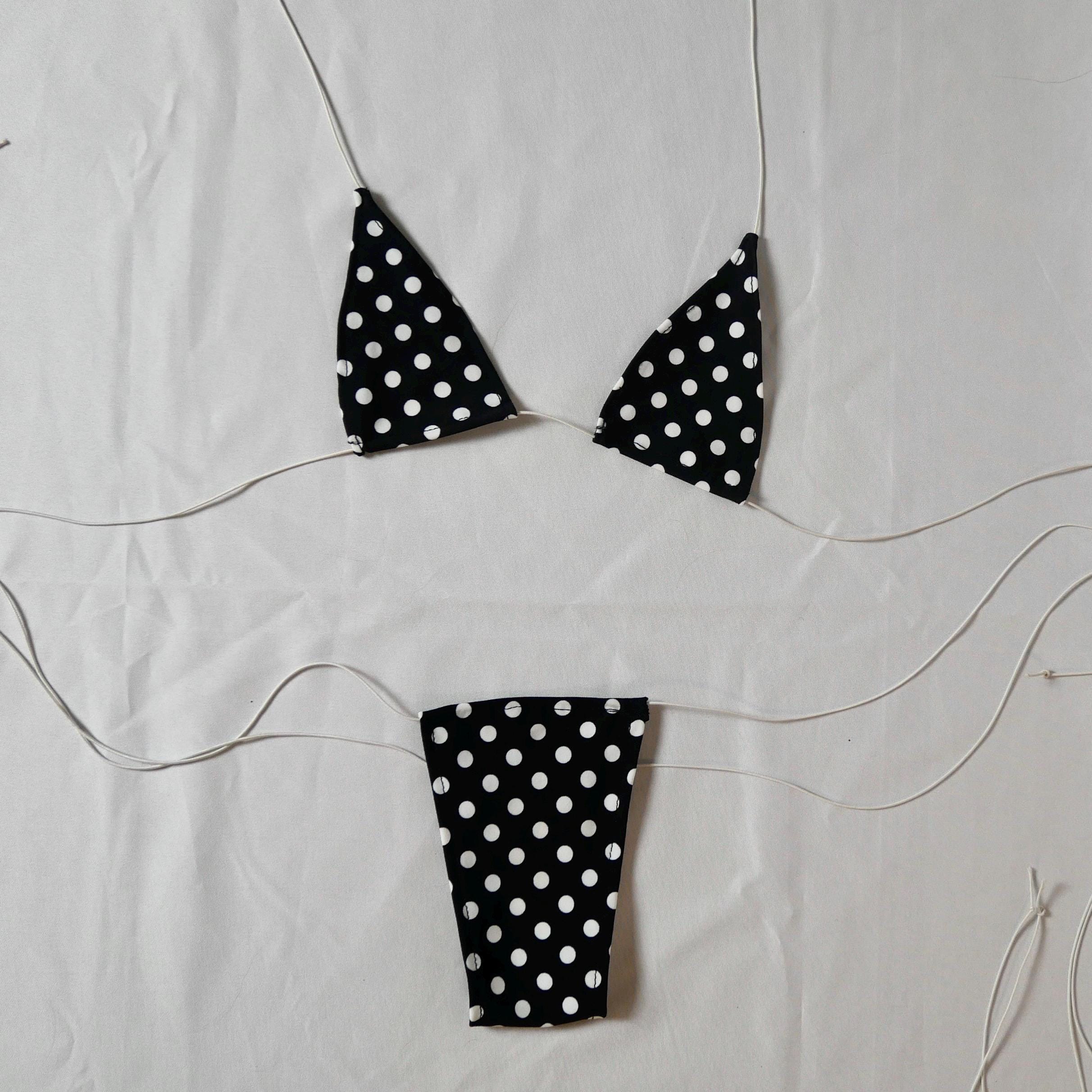 Tiny Polka dot Triangle Floss Bikini